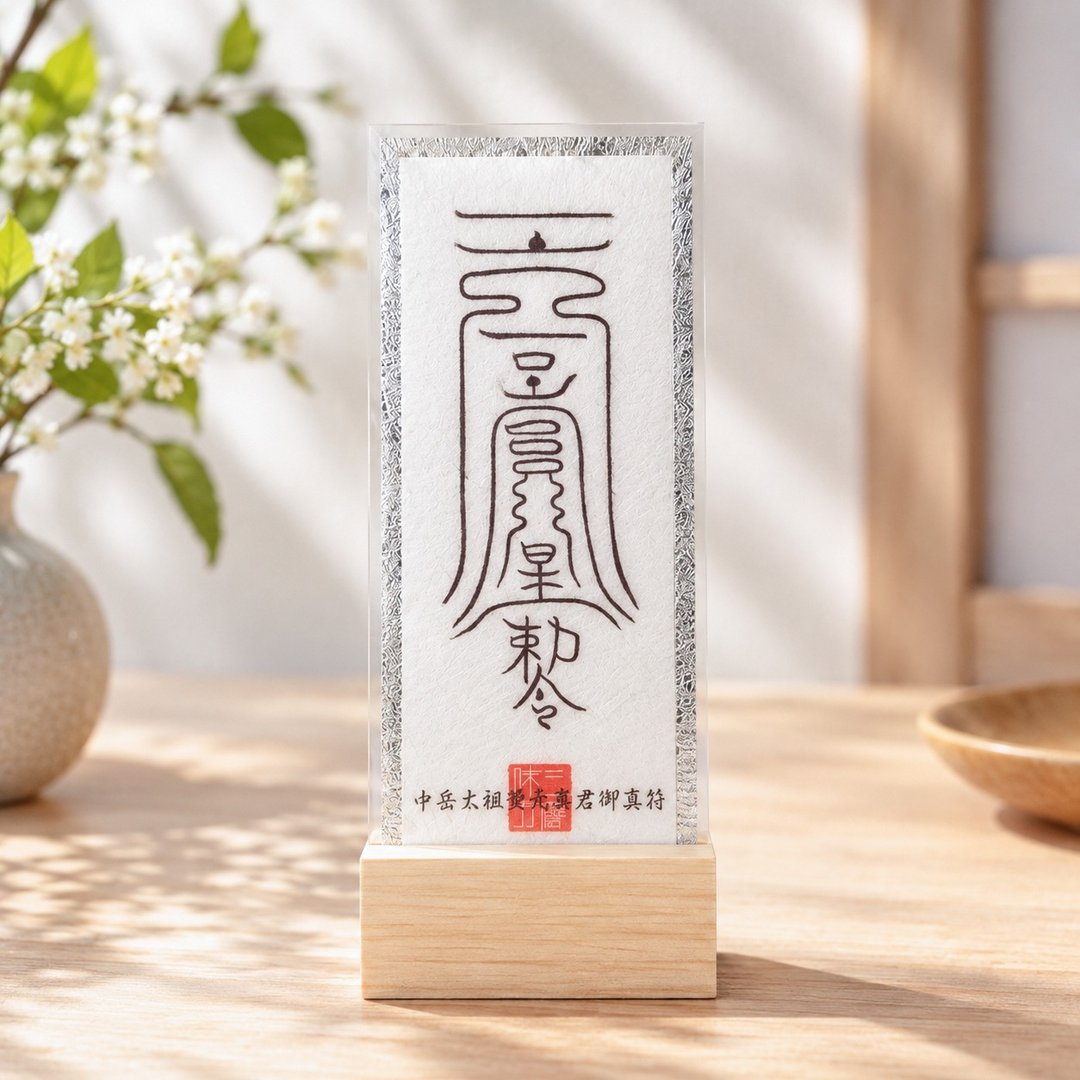 岳太祖黄元真君 / 嵩山 大地・和谐 艺术 / 银箔和纸・桧木底 - 其他 - 其他材质 银色