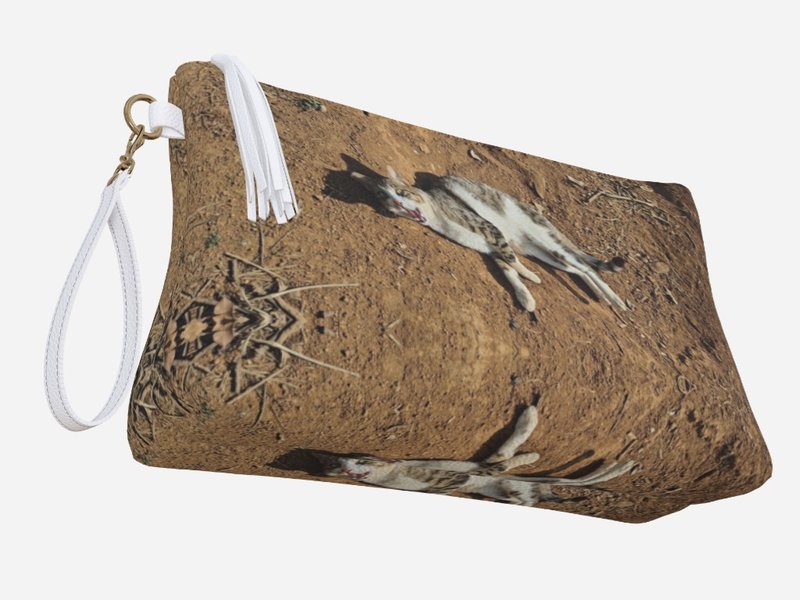 喵呜妈咪豆腐 手拿包 Cappuccino Vegan Leather Clutch Purse 猫 - 手拿包 - 人造皮革 咖啡色