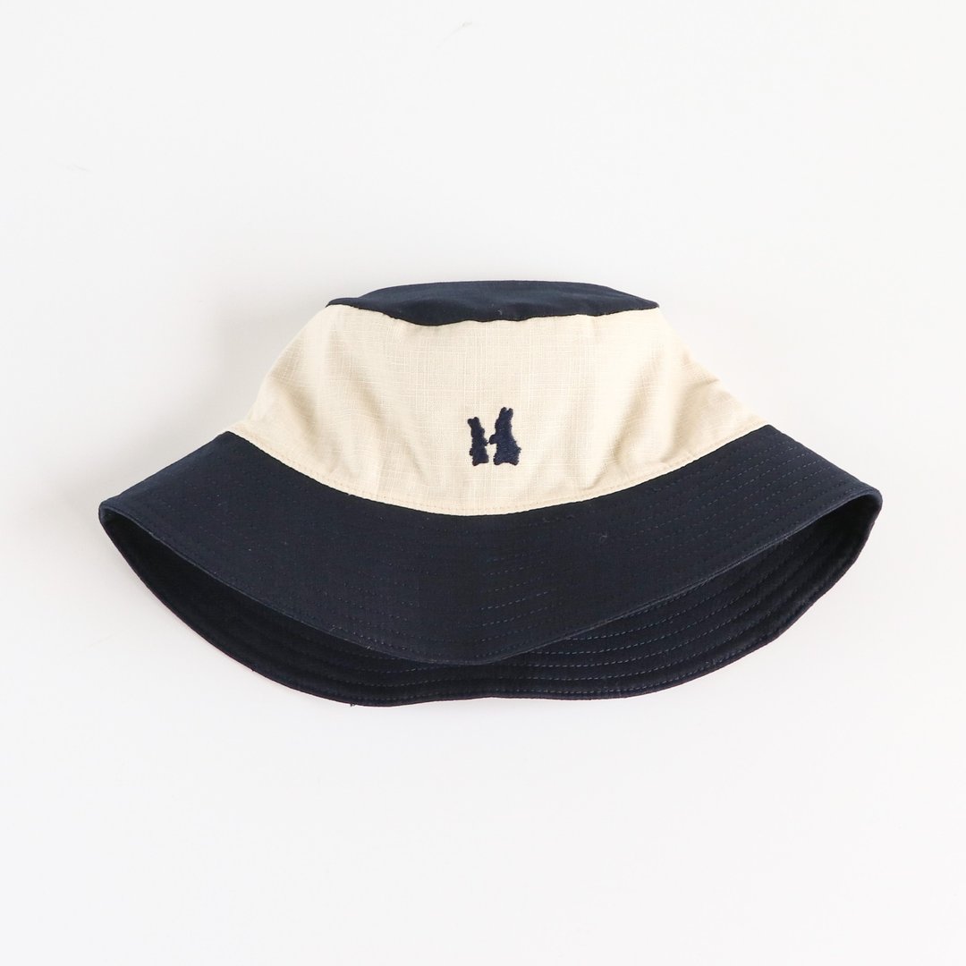 深蓝撞色米白渔夫帽 fisherman hat - 帽子 - 棉 多色