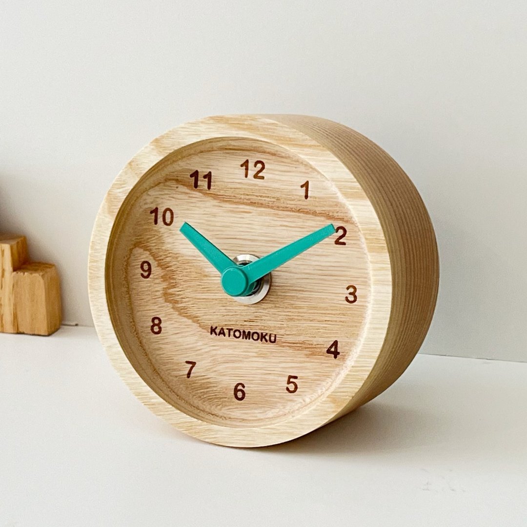 KATOMOKU mini clock 2 梣树 限量版 km-125 淡绿色 日本制造 - 时钟/闹钟 - 木头 绿色