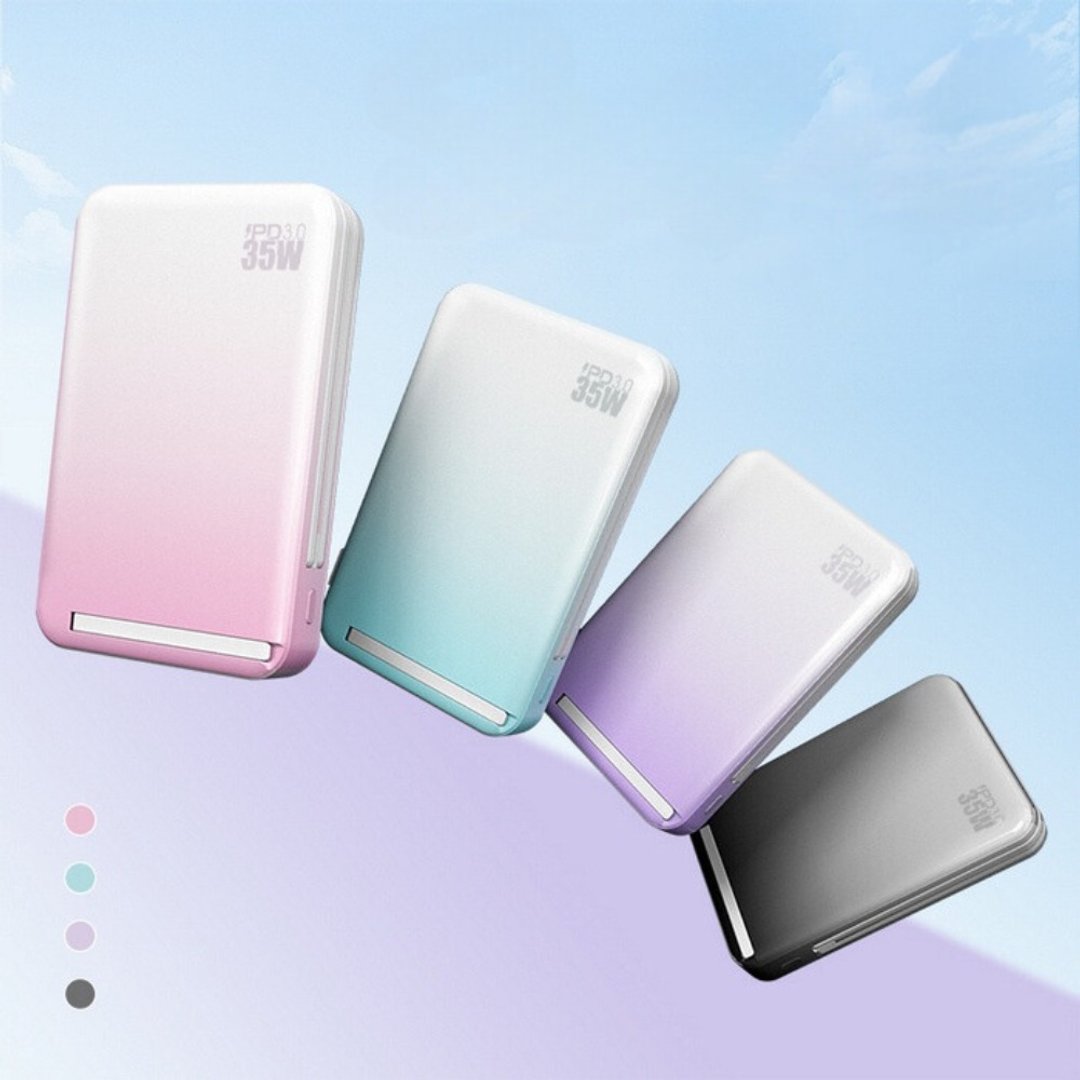 情人节礼物|35W磁吸快充行动电源容量10000mAh|可带上飞机|粉色系 - 充电宝/传输线 - 塑料 粉红色