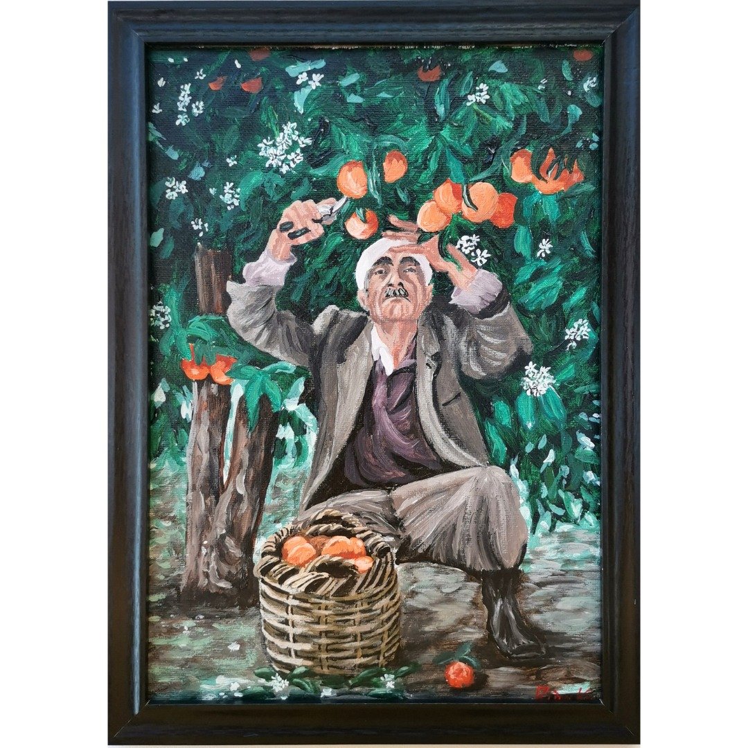 Orange Picker 原创裱框墙面艺术具象画 作者 RinaArtSK - 墙贴/壁贴 - 其他材质 多色