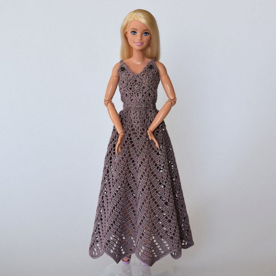 Crochet clothes, dress Barbie pattern pdf (electronic file, digital download) - 编织/刺绣/羊毛毡/裁缝 - 棉 粉红色