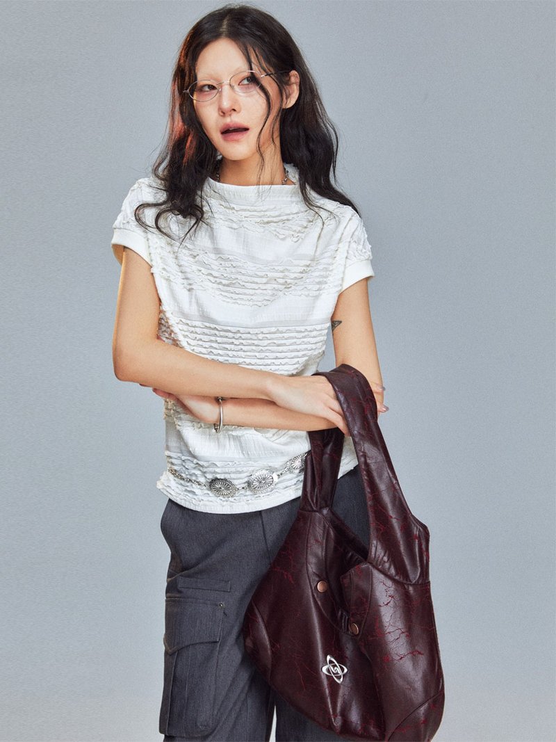 unnone item 肌理感针织复古短袖T恤上衣女夏季 - 女装 T 恤 - 其他人造纤维 