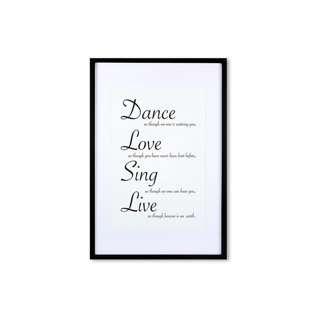 装饰画相框 Cursive Quote Dance Love Sing Live 黑色框 63x43cm - 画框/相框 - 木头 黑色