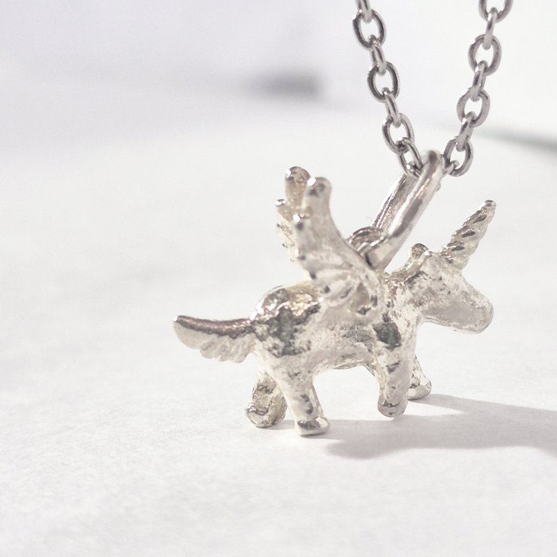 【比法一生】纯银坠子-梦幻独角兽  纯银925手作饰品 - 项链 - 银 银色