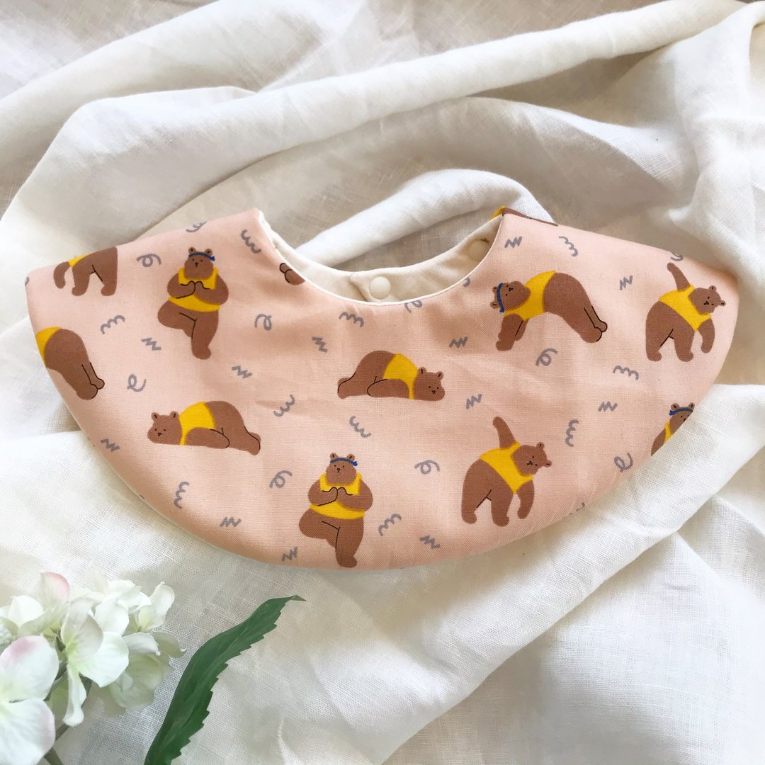 lune / bib (bear) - 围嘴/口水巾 - 棉 粉红色