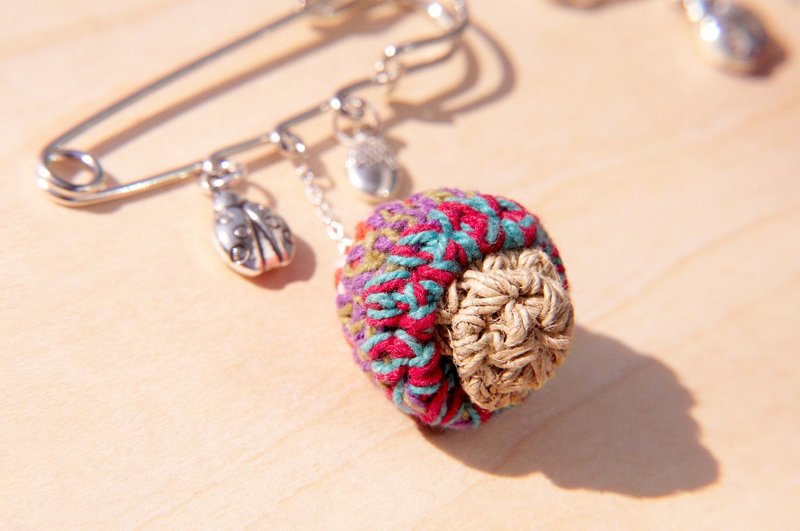 手工编织棉麻胸针/钩织别针/BOHO钩织胸针-编织棉麻线香菇胸针 - 胸针 - 棉．麻 多色