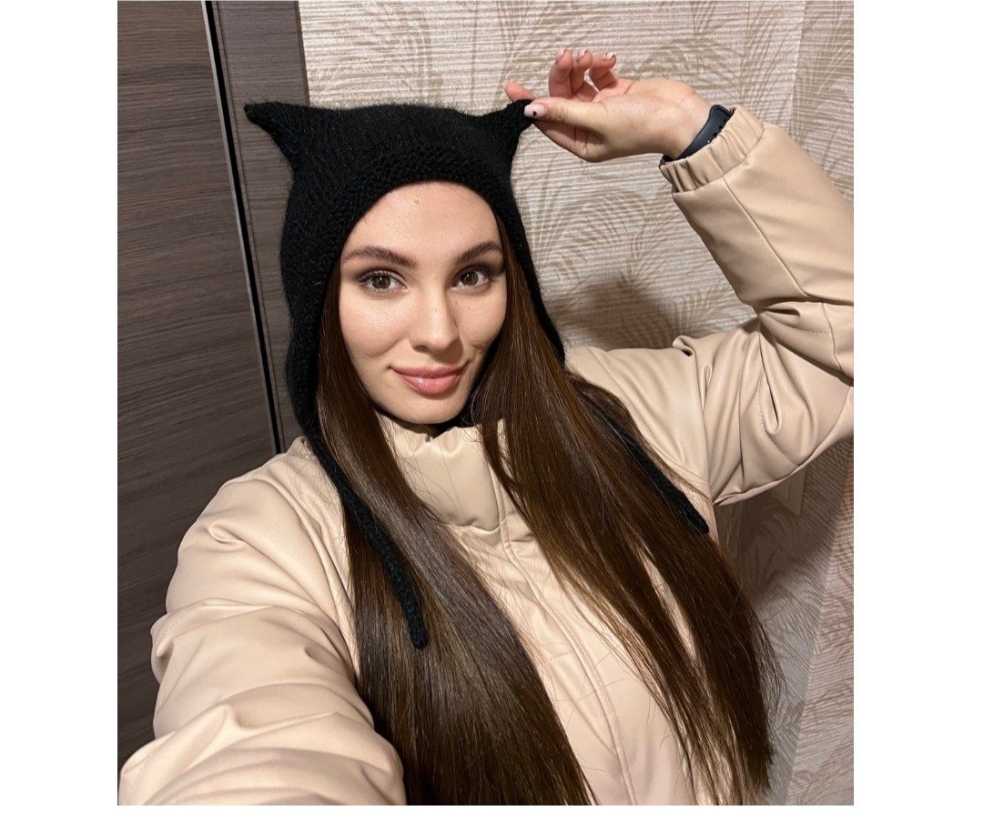 少女时尚猫耳帽，潮流头饰 - 帽子 - 羊毛 黑色