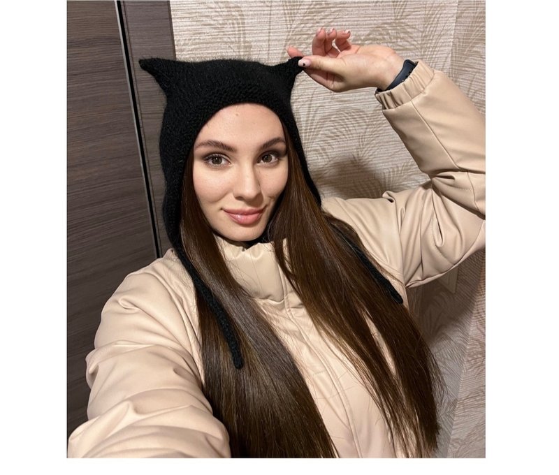 女孩猫耳朵帽子，时尚头饰 - 帽子 - 羊毛 黑色