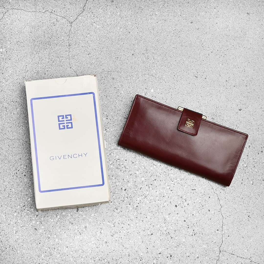 古董口金长夹 GIVENCHY / Vintage古着 - 皮夹/钱包 - 真皮 红色