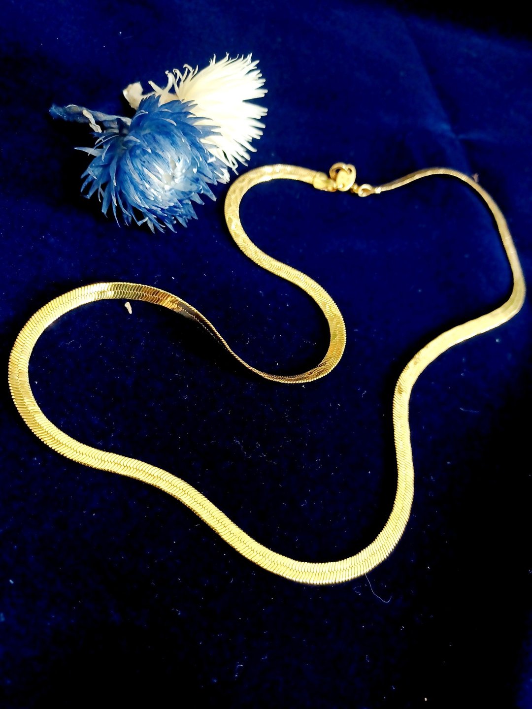 vintage jewelry AVON  金色扁平纹理蛇链  项链 - 项链 - 其他金属 
