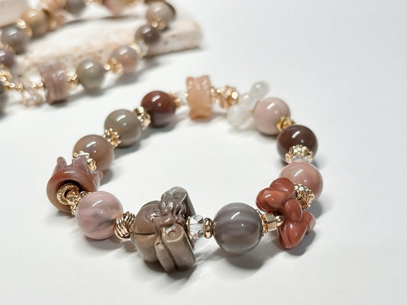 【定制】灰姑娘的舞会 设计款手环 l 阿拉善玛瑙。蓝月光。白水晶 - 手链/手环 - 玉石 多色