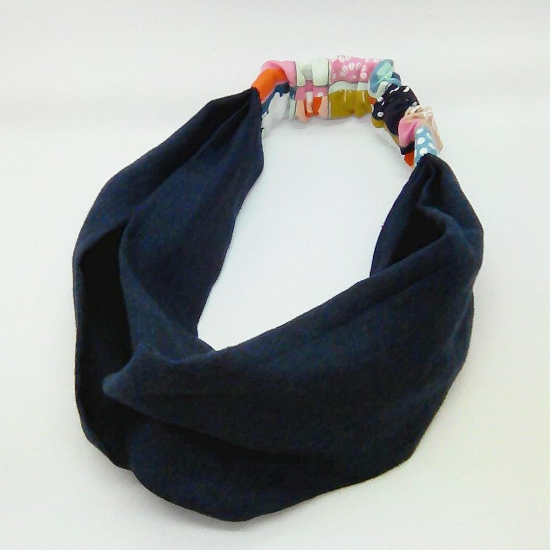 Linen cross hair band / navy / navy - 发饰 - 棉 红色