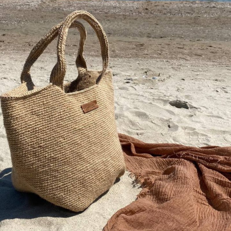 钩针编织托特包, 钩针编织黄麻包, 钩针编织肩背黄麻包, 可重复使用环保袋 - 手提包/手提袋 - 环保材料 