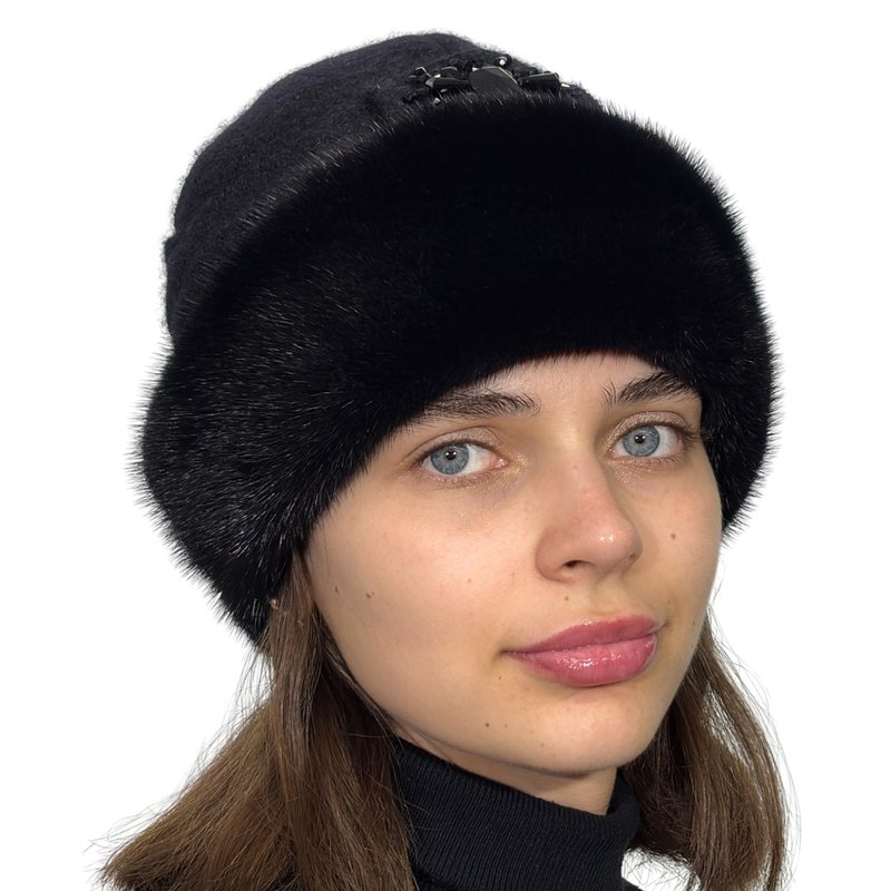 女士毛帽 - 貂毛帽 - 俄罗斯毛帽 - 帽子 - 羊毛 黑色