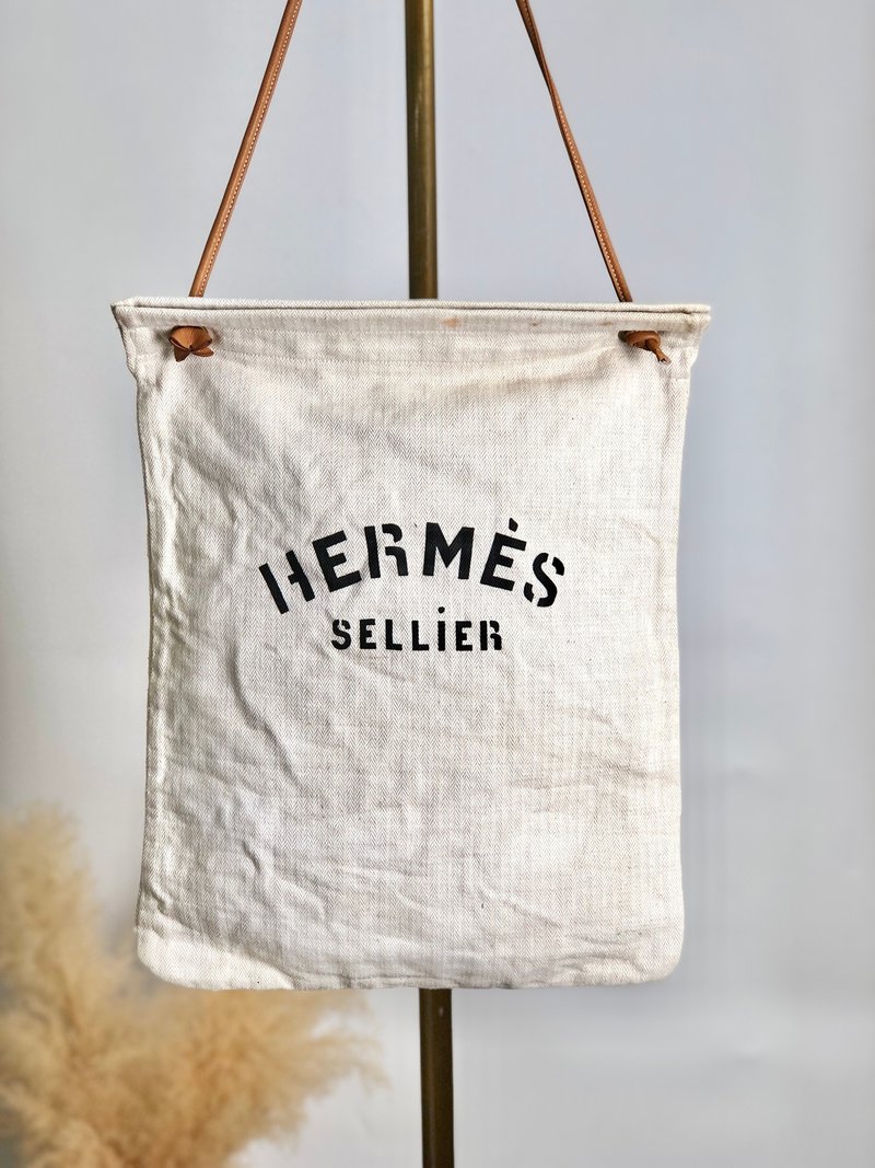 【 日本直送 名牌中古包 】HERMES 爱马仕 手提包 象牙白 品牌Logo 帆布 Sac Aline PM vintage 67nuf6 - 手提包/手提袋 - 棉．麻 白色