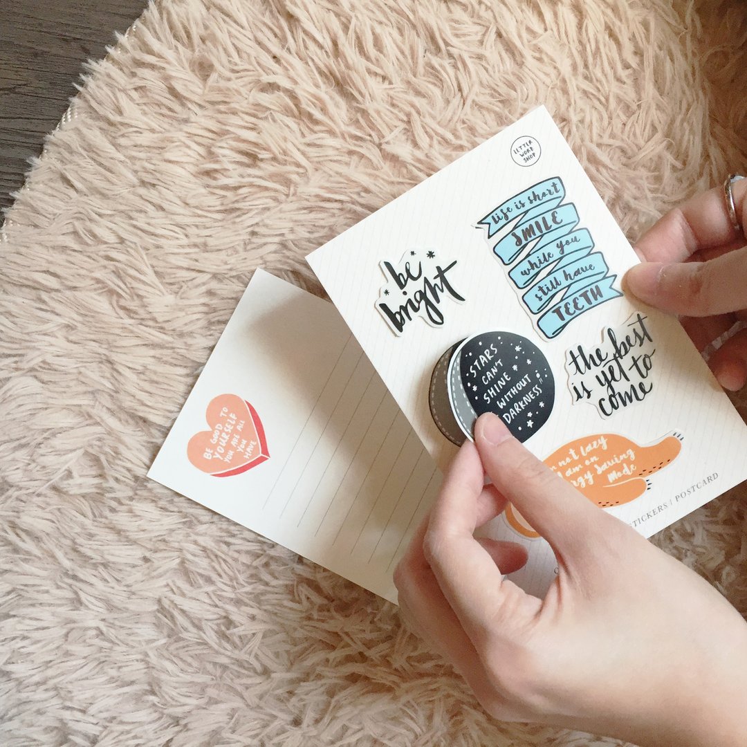 Quotes & Words Stickers+Postcard / 励志名信片加贴纸组 - 贴纸 - 纸 