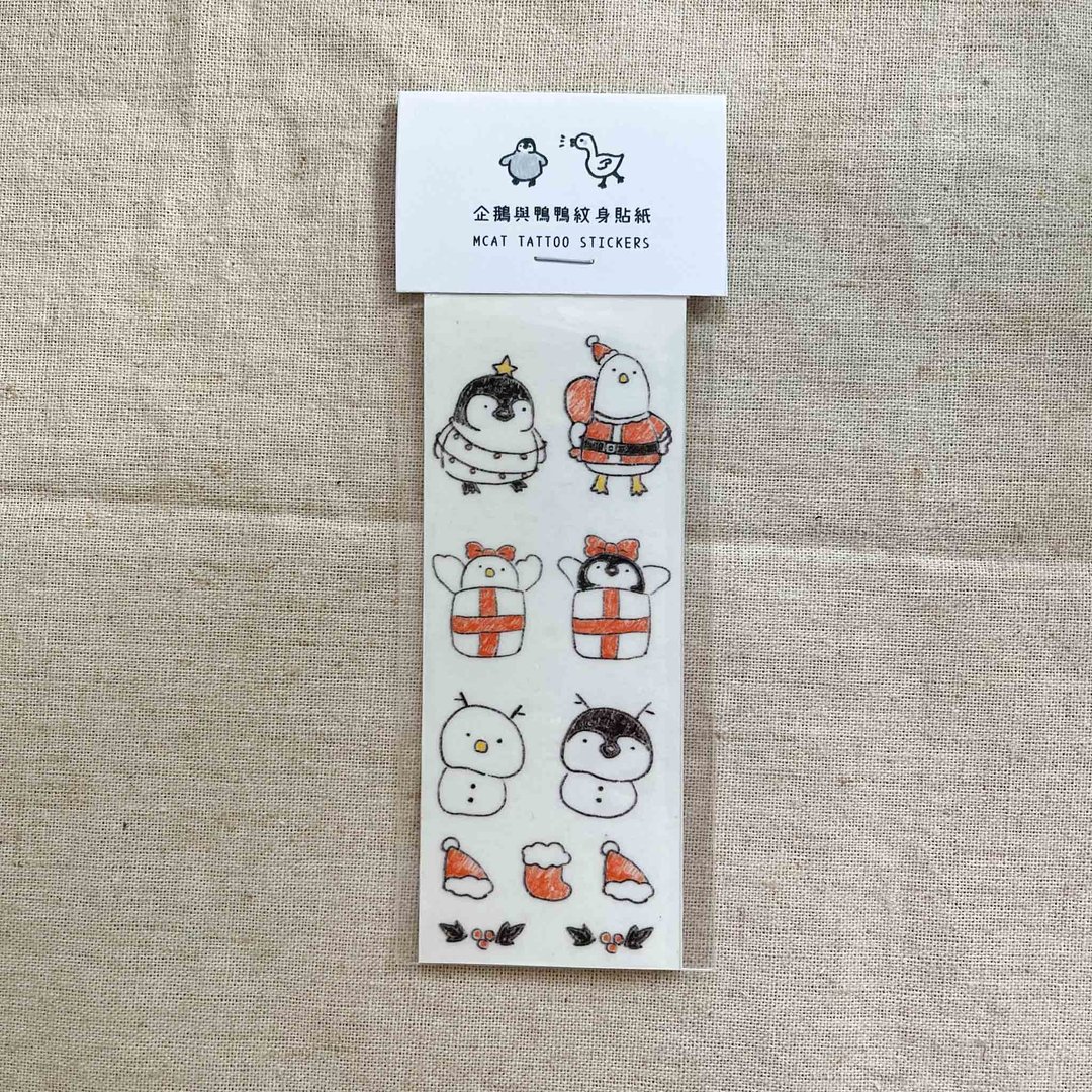 圣诞特别款 企鹅与小鸭 纹身贴纸 - 纹身贴 - 纸 红色