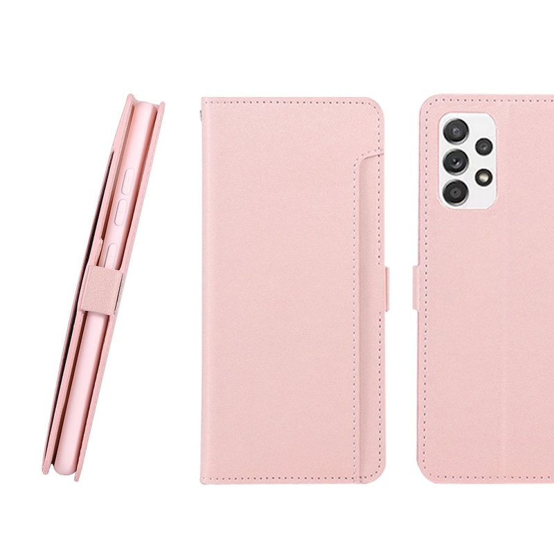 CASE SHOP SAMSUNG Galaxy A52/A52s(5G)专用前插卡侧立式皮套-粉 - 手机壳/手机套 - 人造皮革 粉红色