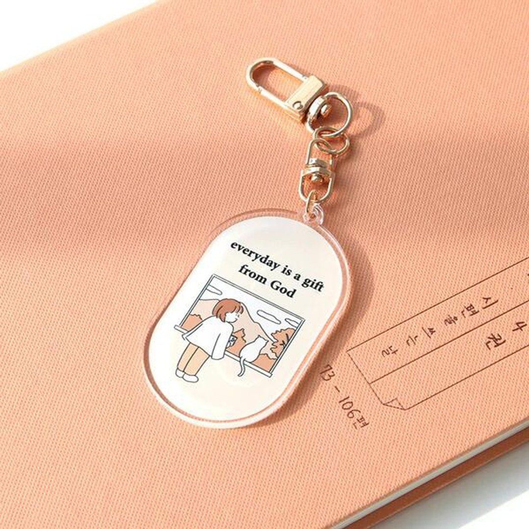 Gracebell Daily 系列  压克力 Key Ring 03.Gift from God - 钥匙链/钥匙包 - 压克力 白色