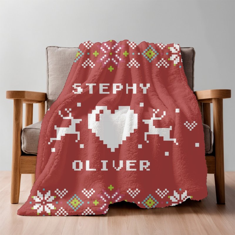 【圣诞礼物】多色选针织风格文字定制毛毯Xmas Knitted Style - 被子/毛毯 - 聚酯纤维 多色