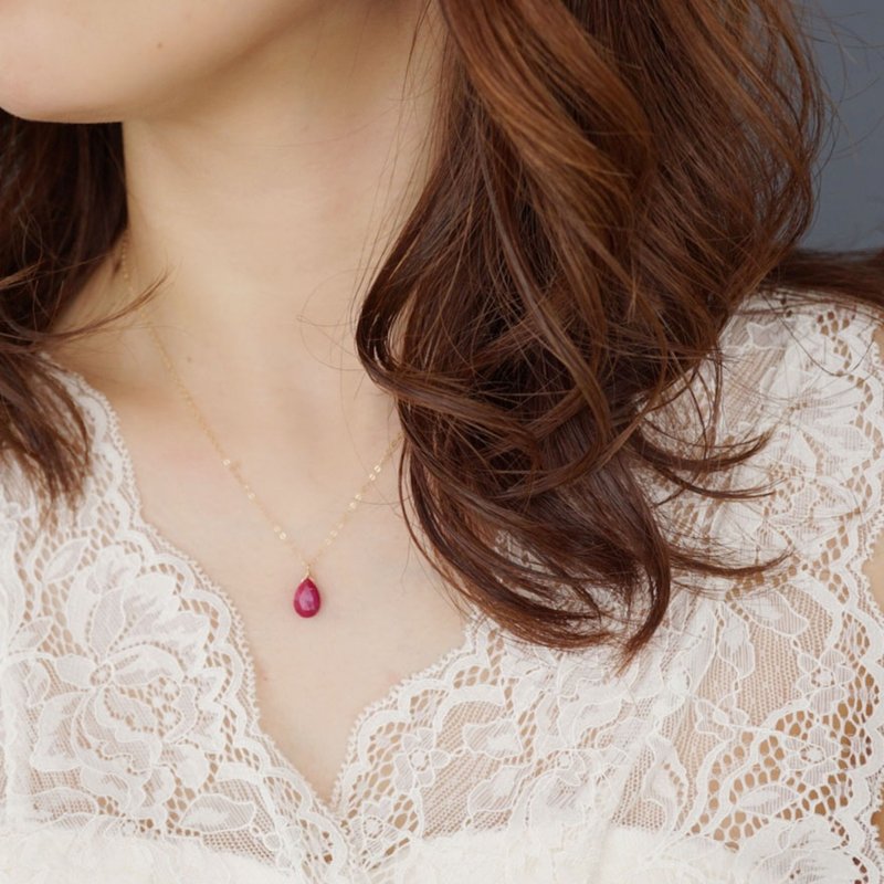 14kgf Ruby necklace - 项链 - 宝石 红色