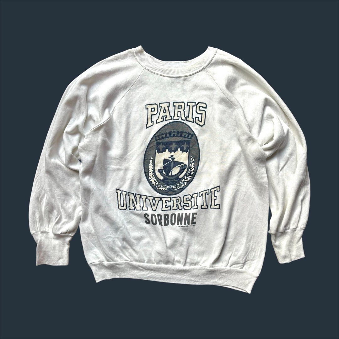 美国古着巴黎大学T sweatshirt - 中性连帽卫衣/T 恤 - 棉 多色