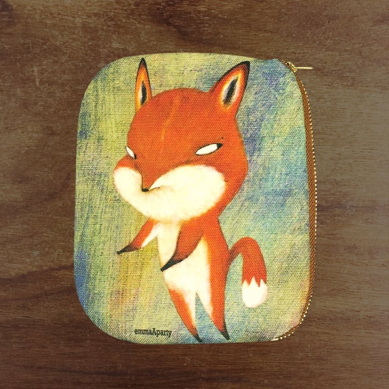 emmaAparty插画小包:推倒狐狸 - 化妆包/杂物包 - 棉．麻 