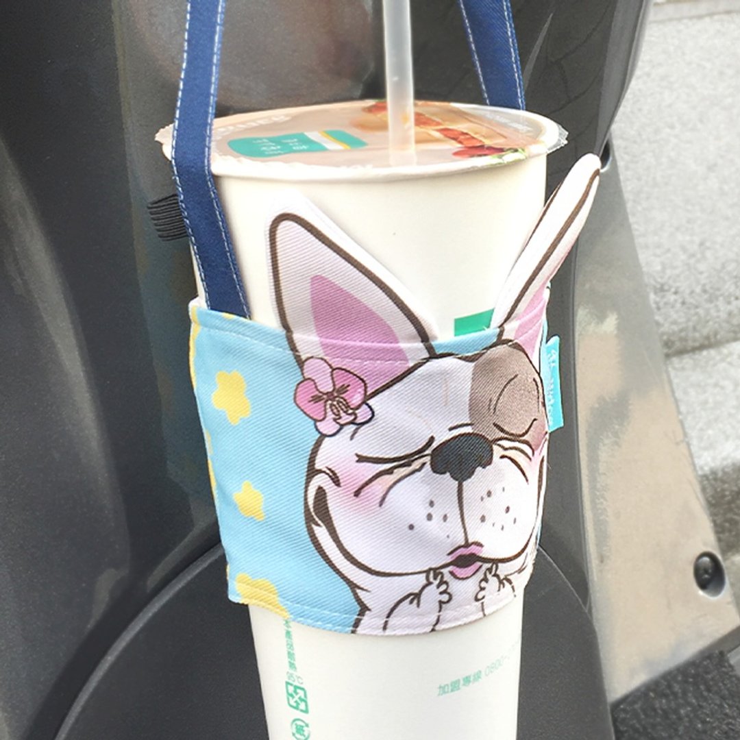 手提杯套-造型/双面饮料提袋/环保杯套 - 随行杯提袋/水壶袋 - 防水材质 蓝色