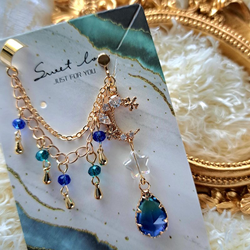 原创耳骨夹耳环-星河欲坠时_定昏 - 耳环/耳夹 - 其他金属 蓝色