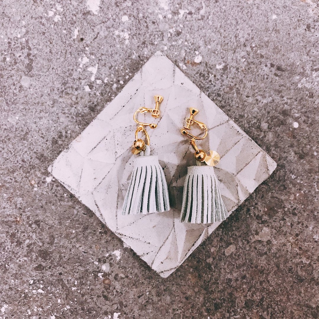 流苏耳环 / 冰河 - 耳环/耳夹 - 其他金属 粉红色