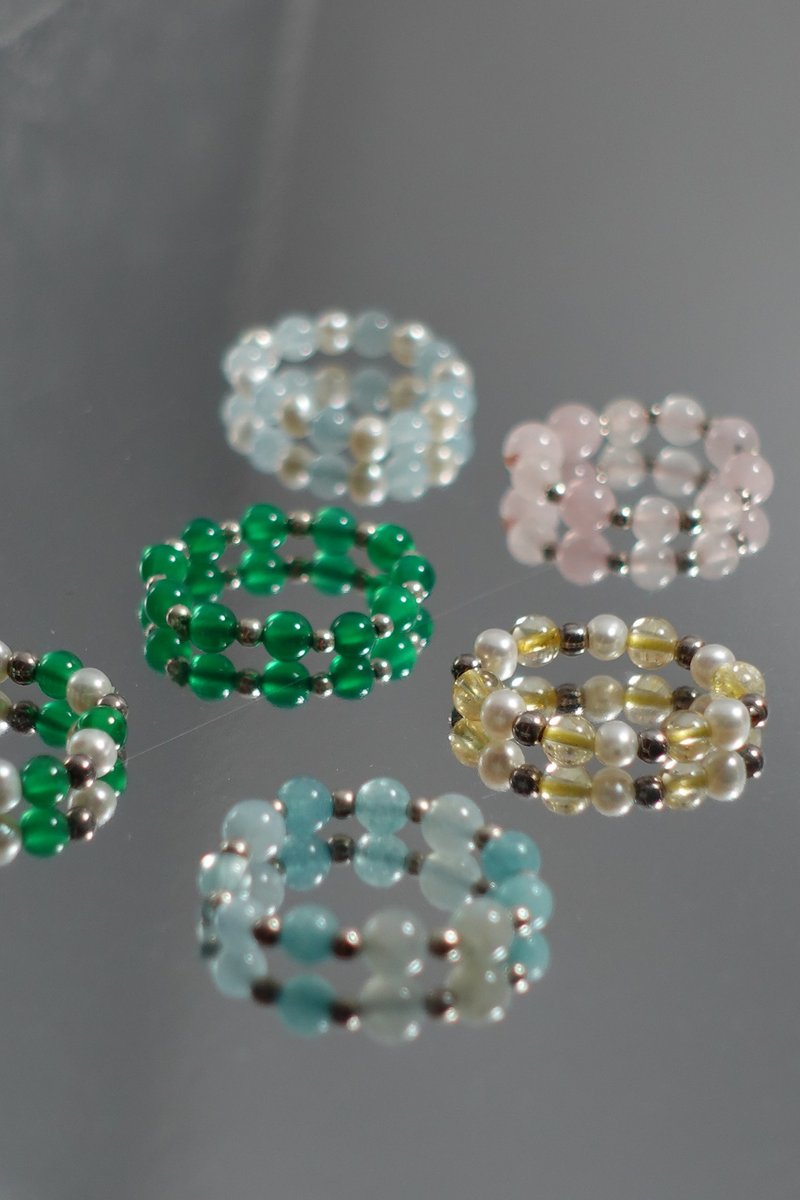 【先询问时段】台南/可选色-五行配色珠珠戒指/文化币 - 金工/饰品 - 银 