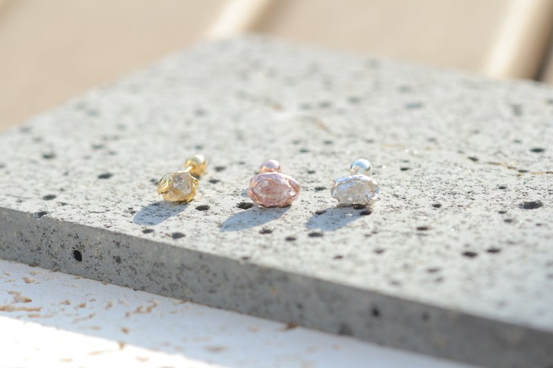 赫基蒙钻石 耳骨钉 - 耳环/耳夹 - 宝石 银色