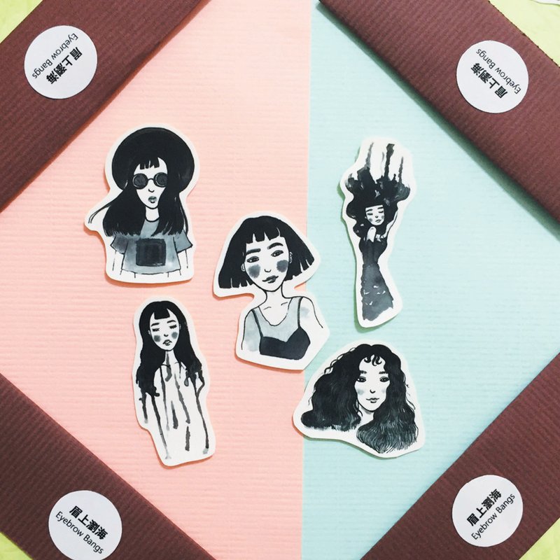 墨韵女孩贴纸组 - 贴纸 - 纸 白色