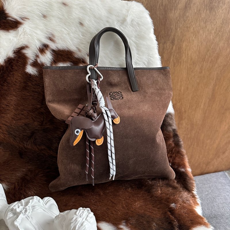 中古包 Loewe 罗意威 朱古力色麂皮 托特包 - 手提包/手提袋 - 真皮 咖啡色