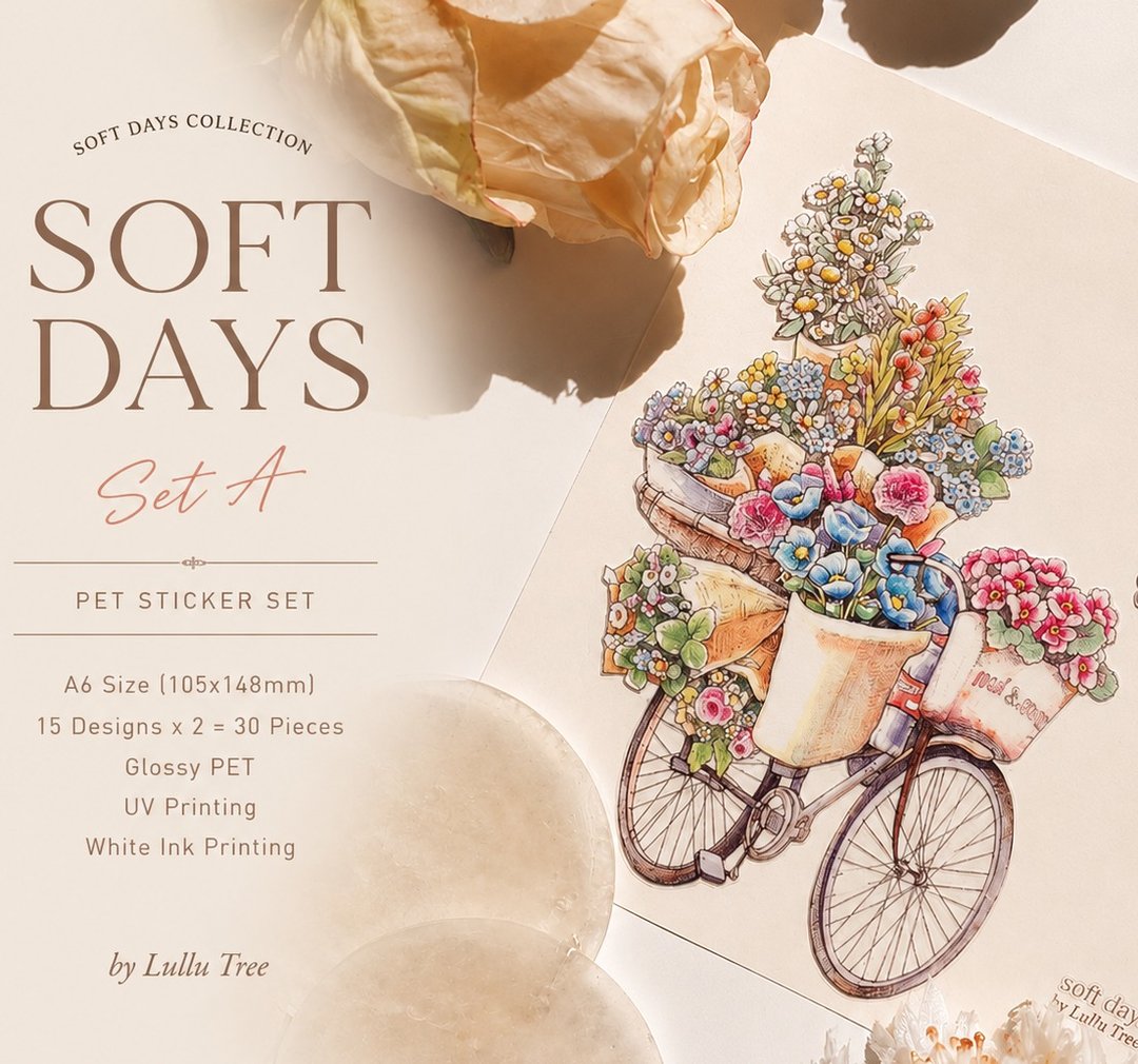 Soft Days PET 防水贴纸组 15 种设计 - 贴纸 - 塑料 