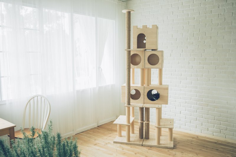 【XL01】MiCHA 梦工房 - 乐高概念猫跳台 - 幸福城堡 - 玩具 - 木头 金色