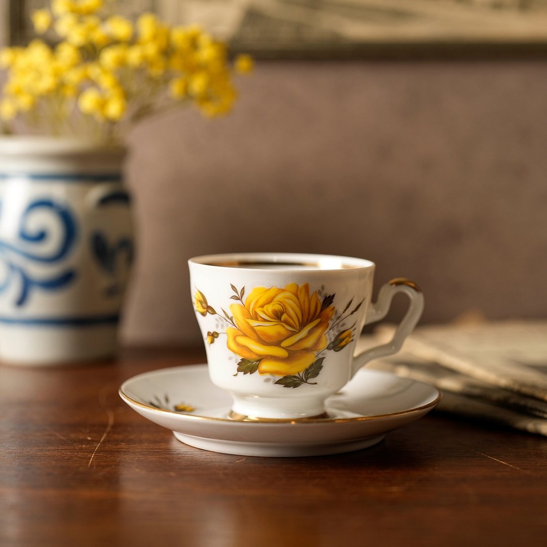 德国Royal Bavaria黄玫瑰描金茶杯/咖啡杯组 - 咖啡杯/马克杯 - 瓷 黄色