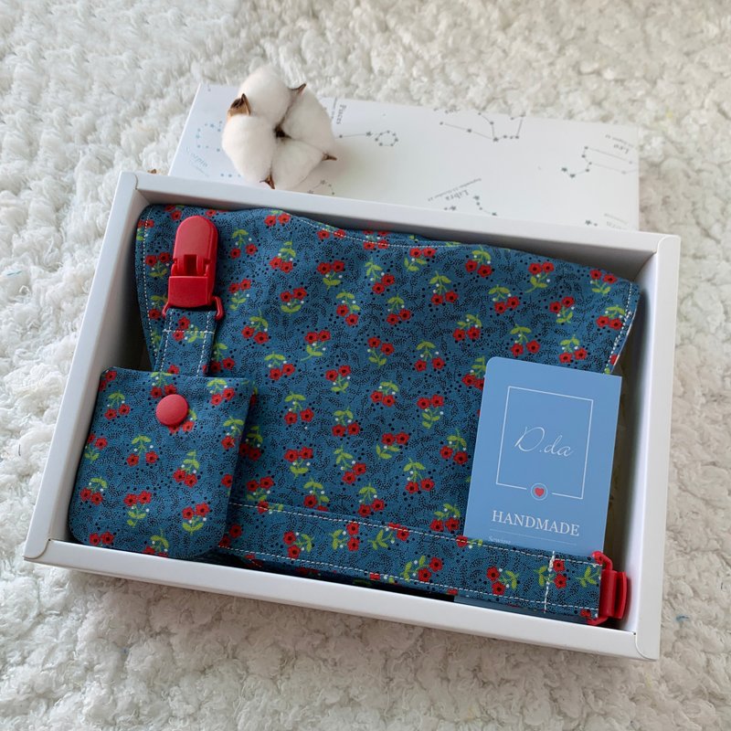 小红花宝贝弥月礼盒 遮阳帽 宝宝帽 围兜 韩国布料 - 满月礼盒 - 棉．麻 红色