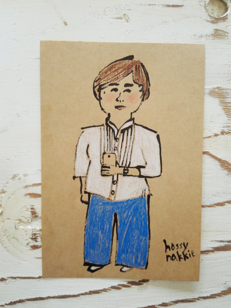 Portrait drawing in the bamboo pen and ink (post card size) for 1 person - 订制画像 - 纸 多色