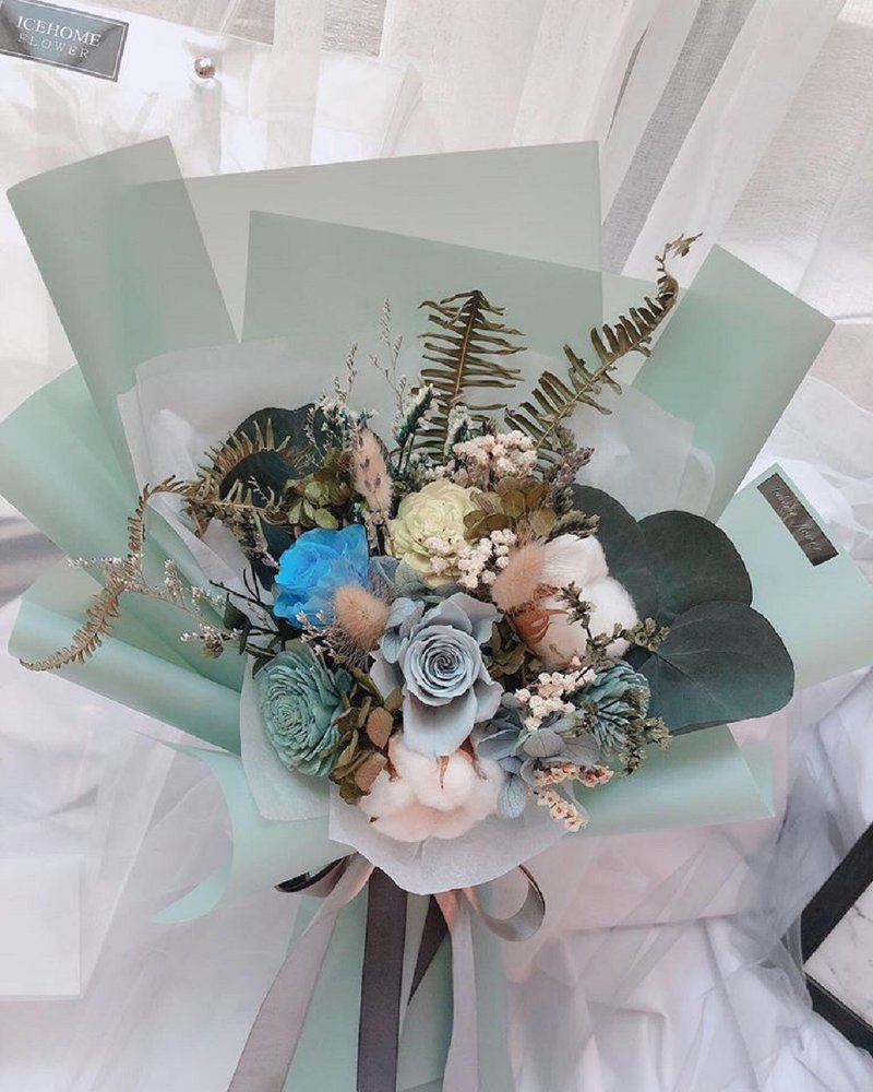 永生花束 干燥花束 永生花 索拉花 毕业花束 情人节花束 生日花束 - 干燥花/捧花 - 植物．花 绿色