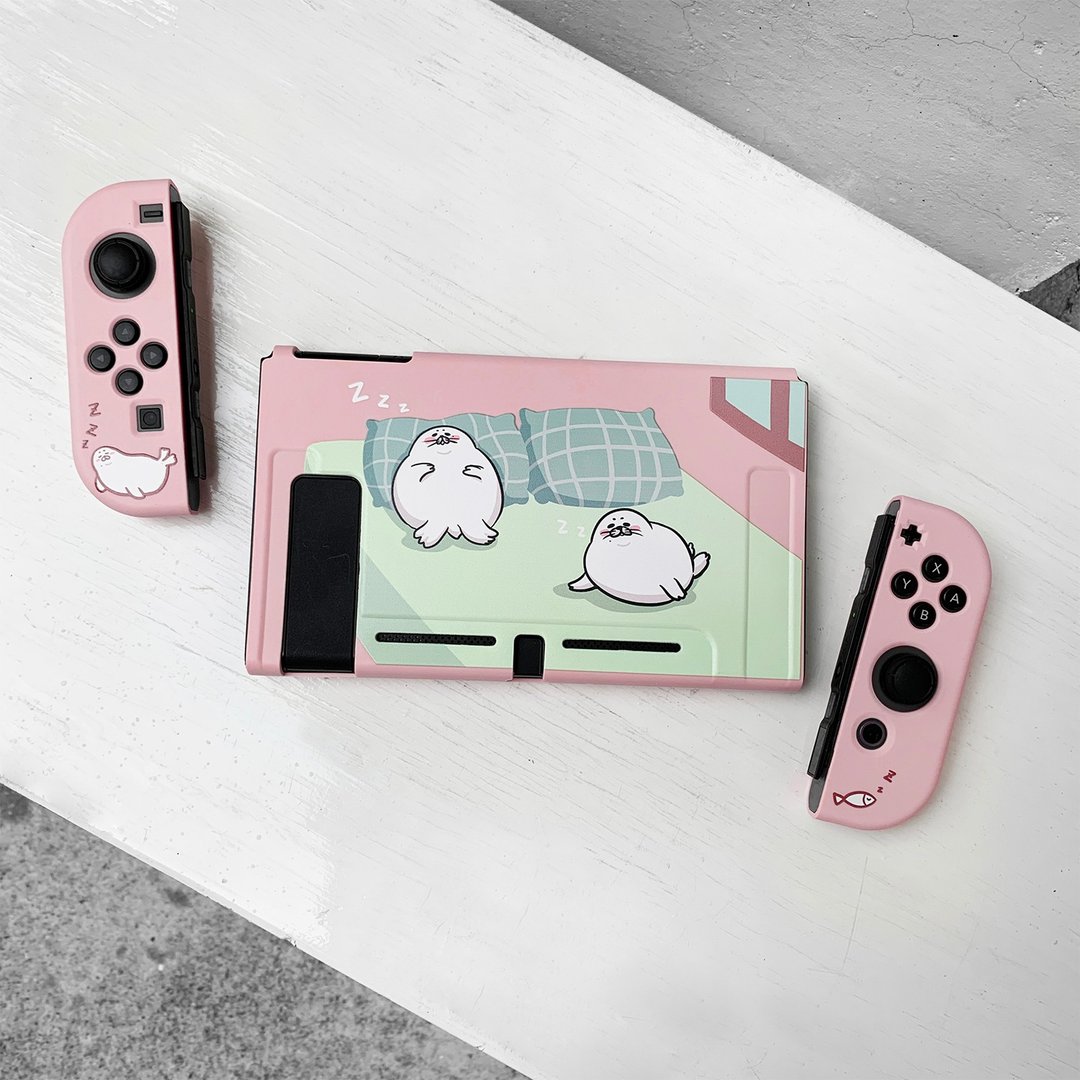 赖在床上的废物小海豹 粉红色磨砂软壳 Switch 保护套 - 数码小物 - 橡胶 粉红色