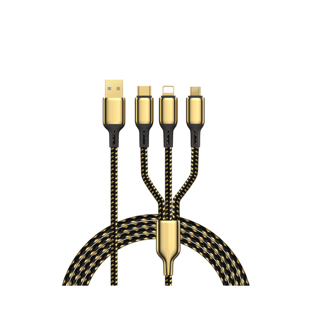 WiWU - 三合一数据线-Lightning+Type C+Micro-长度1.2m - GD-104 - 充电宝/传输线 - 其他金属 白色