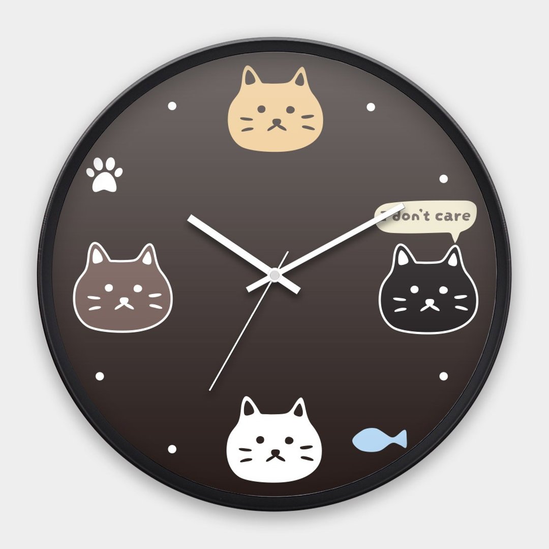 猫头 I don't care 台湾制30CM静音扫描挂钟 033 - 时钟/闹钟 - 塑料 黑色
