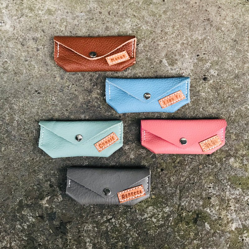 粉红 真皮零钱包 印鉴包 掌握 嗅皮手作 - 零钱包 - 真皮 粉红色