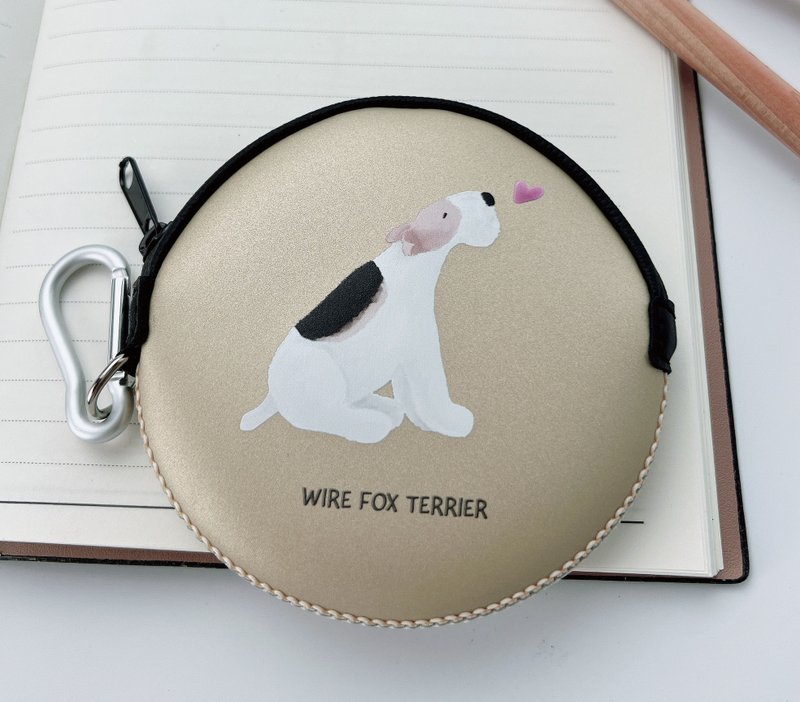 Wirefoxterrier 刚毛猎狐梗 防撞防泼水皮革 零钱包啾咪 金 - 零钱包 - 人造皮革 黑色