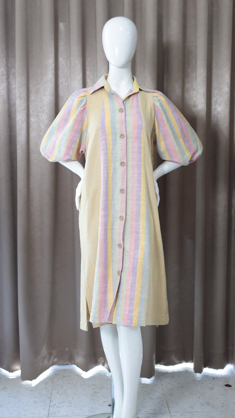 Loom & Leaf - 泡泡袖手工棉麻洋装 - 洋装/连衣裙 - 棉．麻 多色