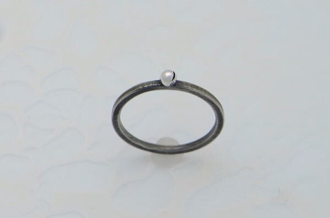 smile ball pico ring_4 ( s_m-R.45) 微笑 笑 銀 環 戒指 指环 疊環 jewelry sterling silver - 戒指 - 纯银 银色