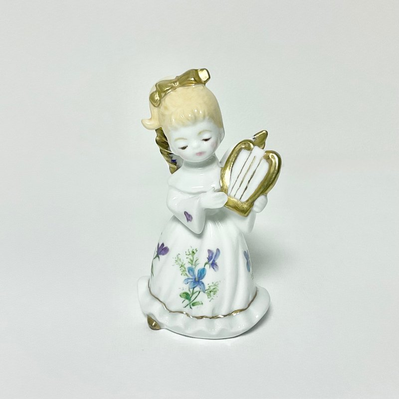 紫罗兰花痴礼服天使摆饰（竖琴） - 玩偶/公仔 - 瓷 白色